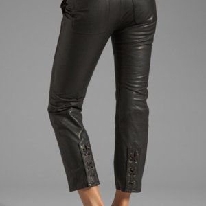 Derek Lam 10 CROSBY Slim Leather Pant with Lacing